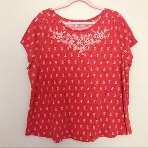 St Johns Bay Women’s Red Floral Embroidered Shirt